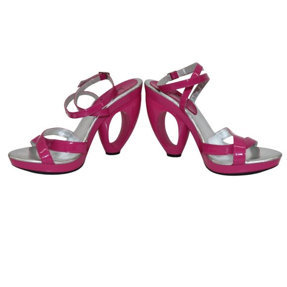 LUICHINY BRIGHT DELIGHT Hot Pink Platform Ankle Strap Sandals COUT-OUT Heels 8 - Picture 5 of 12
